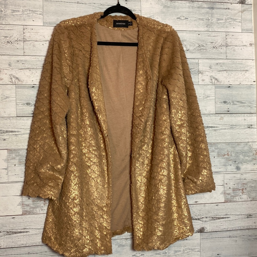 MinkPink Gold Scalloped Jacket size S